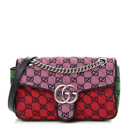 Gucci Monogram Multicolor Matelasse Diagonal Small GG Marmont Shoulder Bag Pink Blue Red Yellow Green 1 of 10