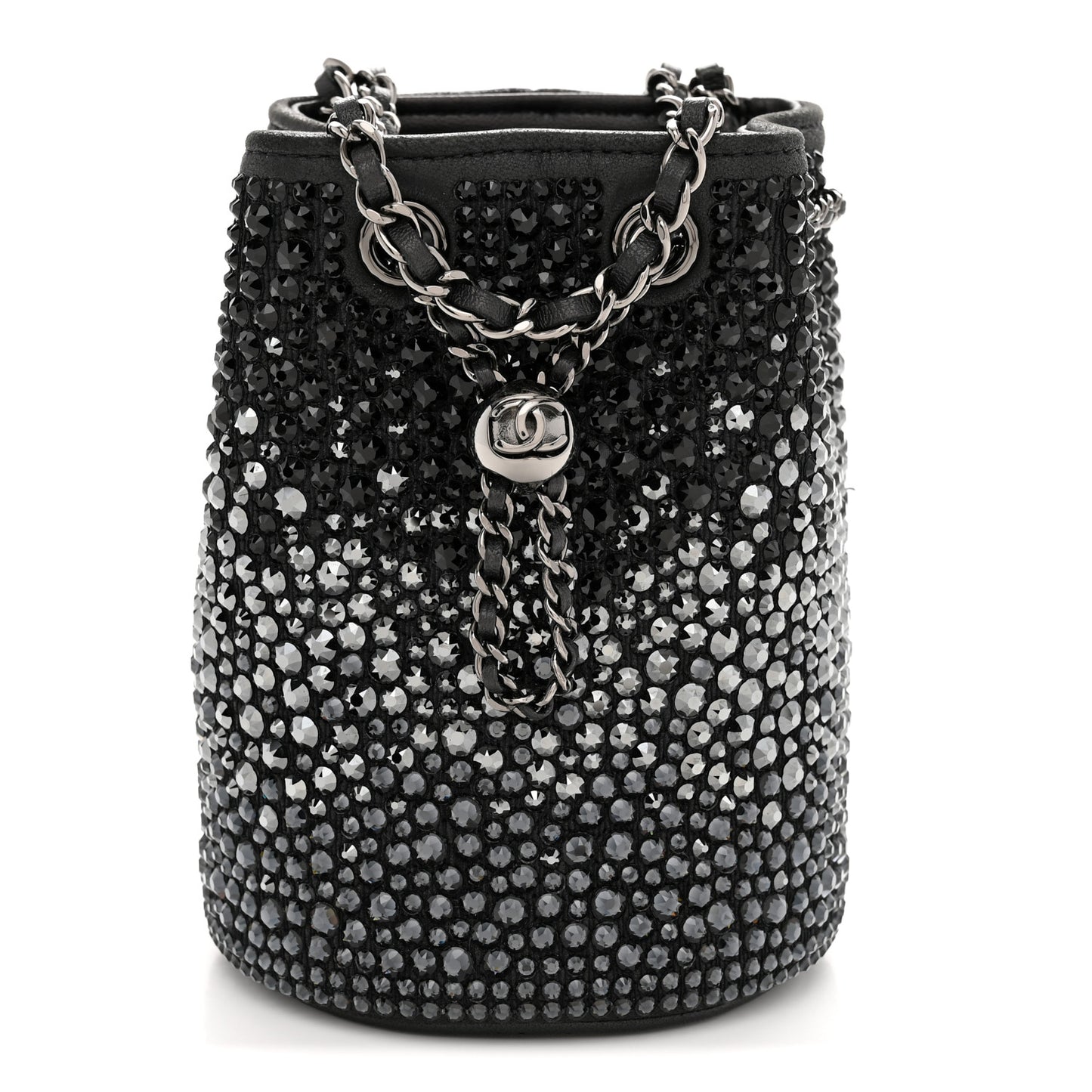 Strass Lambskin Mini Bucket Bag Black