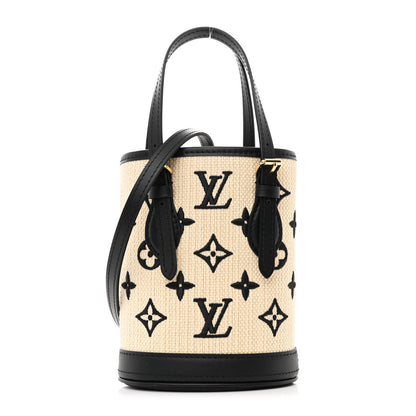 Louis Vuitton Cotton Calfskin Monogram Nano Bucket Bag Black 1 of 12