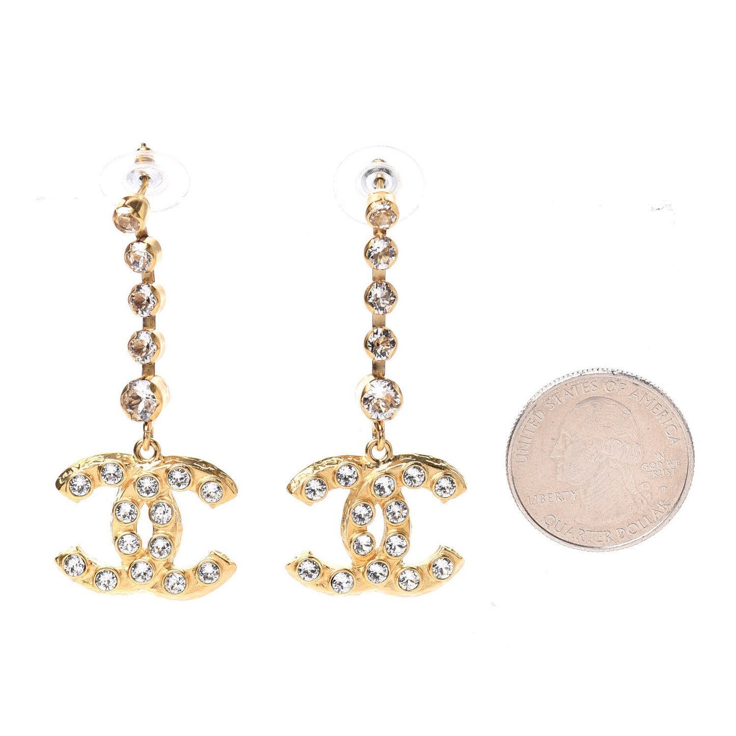 CC Crystal Drop Earrings Gold
