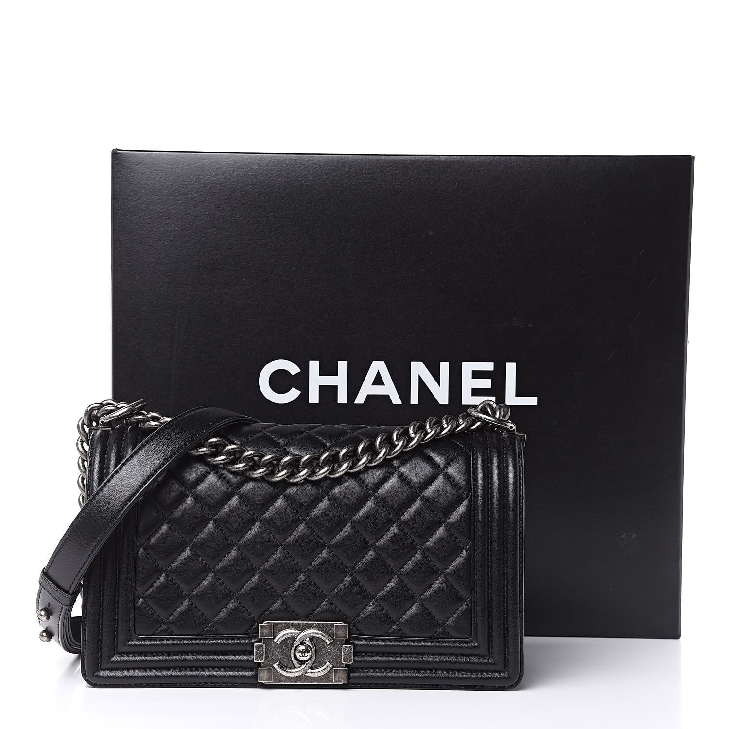 Chanel Lambskin Quilted Medium Boy Flap Black 13 of 13
