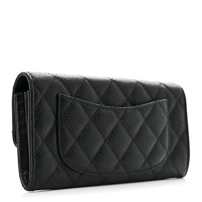 Chanel Caviar Quilted Large Gusset Flap Wallet Black 3 of 9