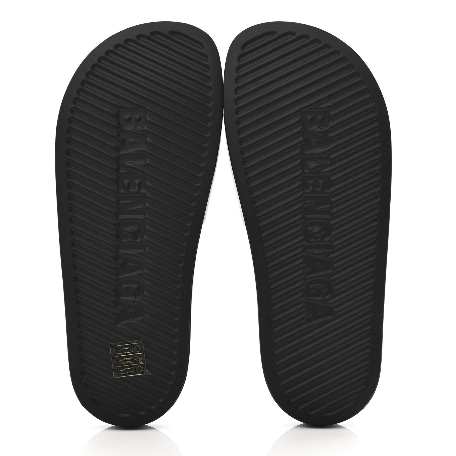 Balenciaga Rubber Womens Logo Pool Slide Sandals 38 Black White 5 of 7