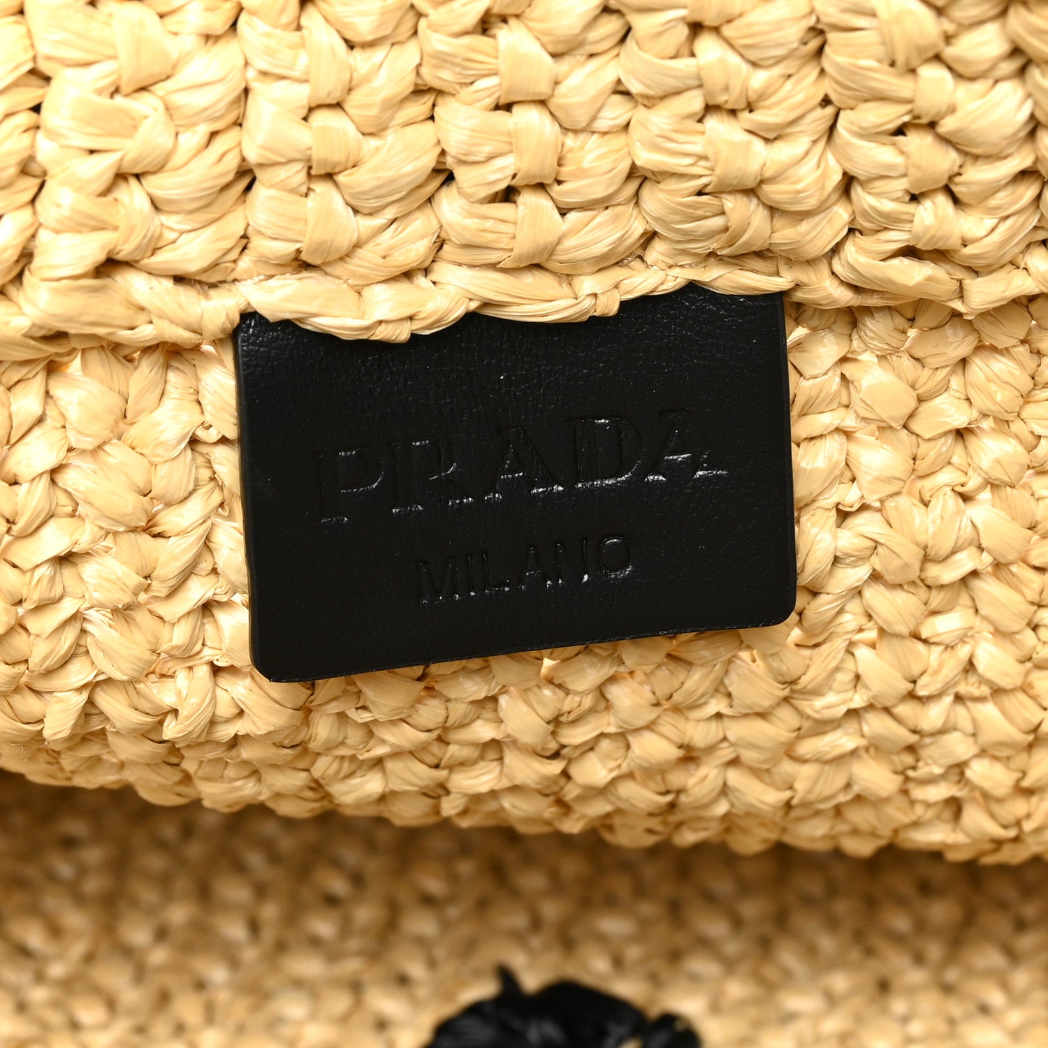 Prada Yarn Raffia Effect Crochet Embroidered Small Logo Tote Naturale 5 of 7