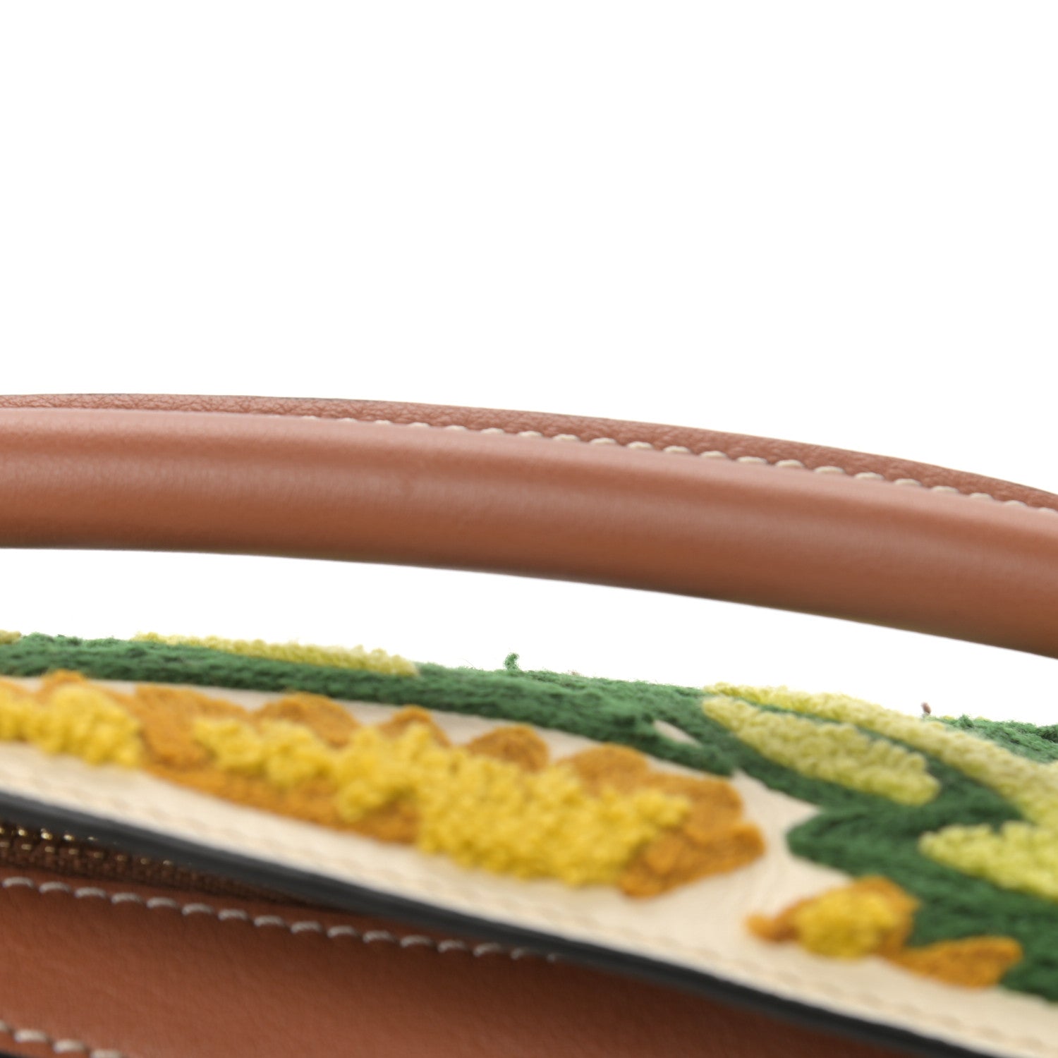 Loewe Calfskin Embroidered Floral Small Puzzle Bag Tan Yellow 11 of 11