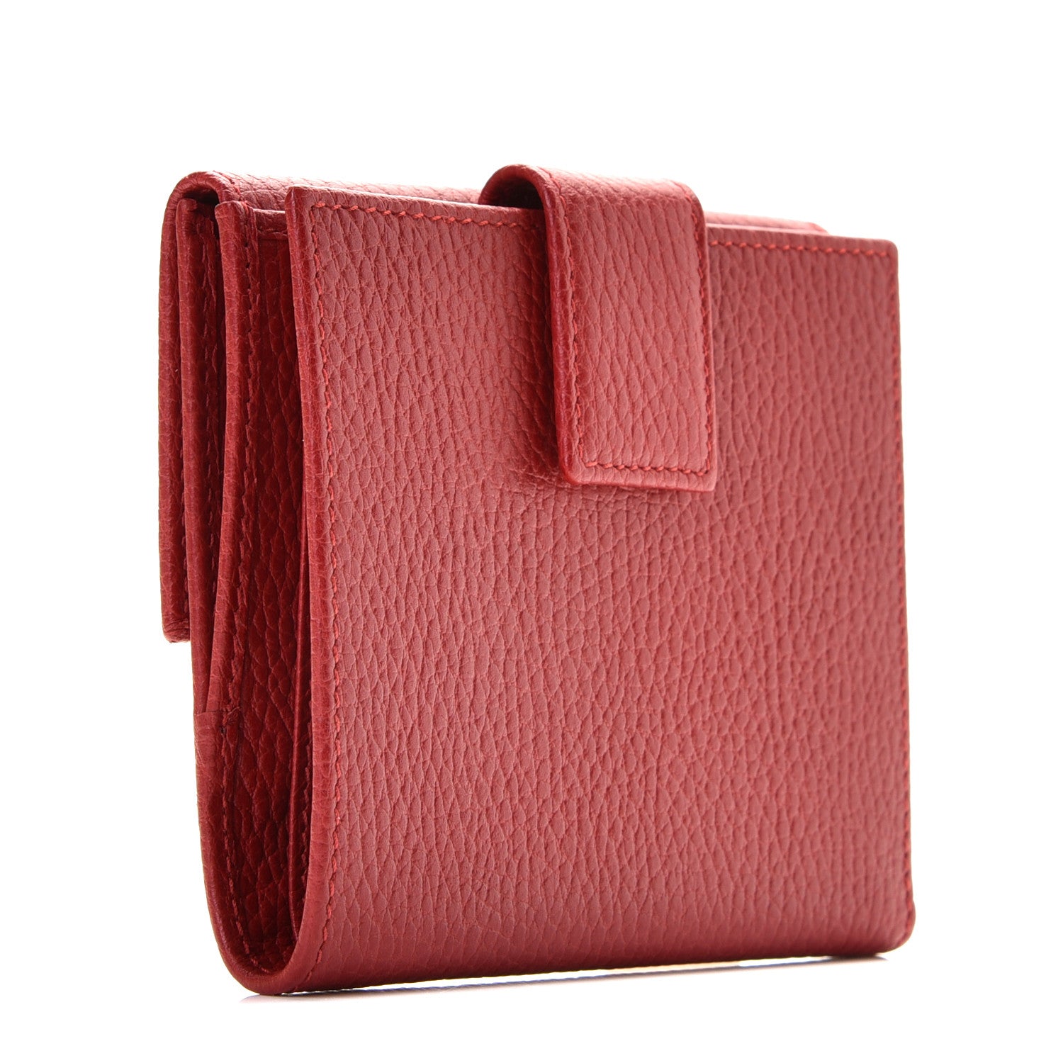 Gucci Dollar Calfskin Double G French Flap Wallet Hibiscus Red 3 of 7