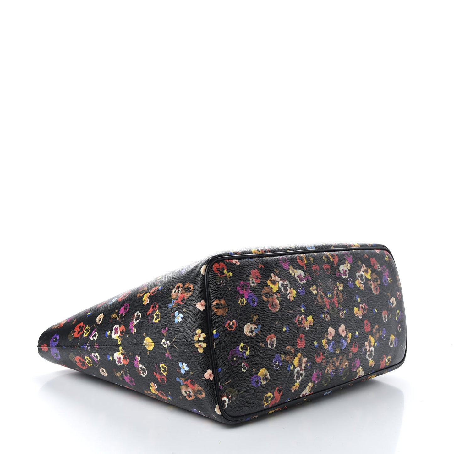 Coated Canvas Pansy Print Large Antigona Tote Black