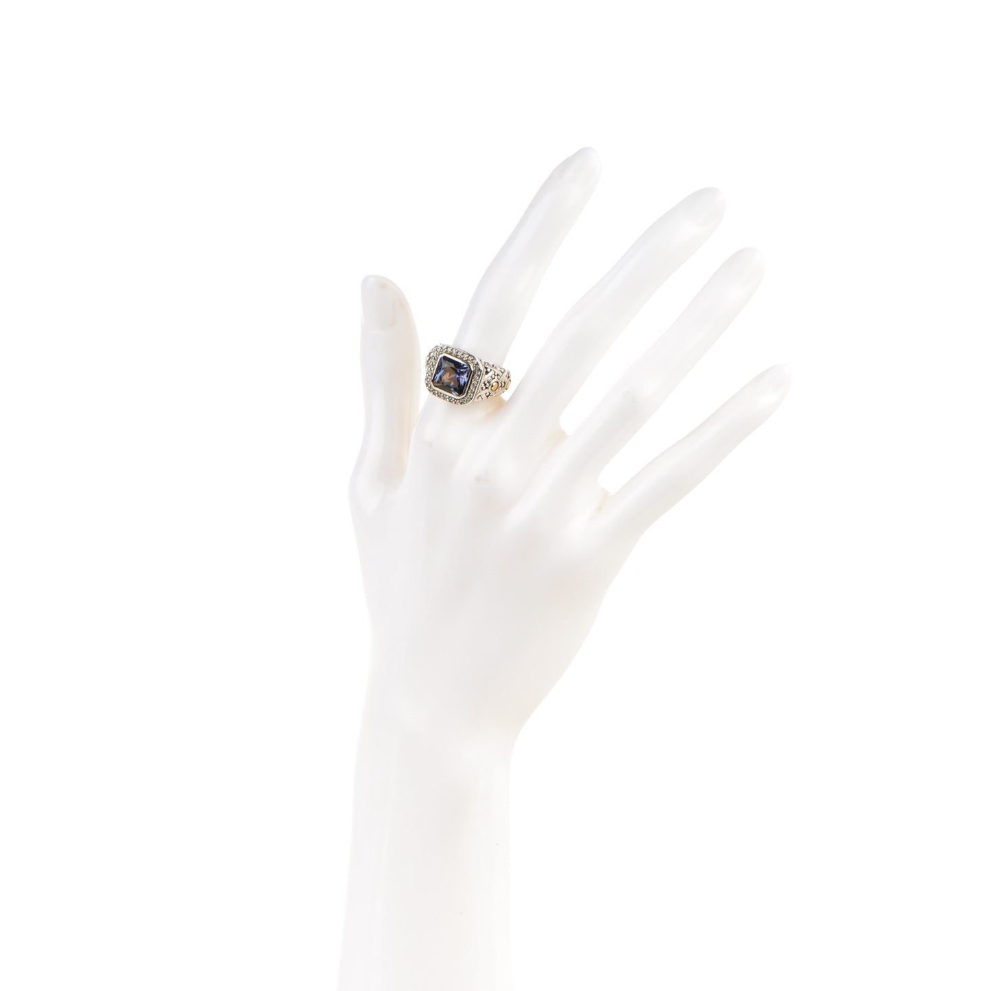 Sterling Silver Diamond 8mm Iolite Mystic Ring 51.5 6