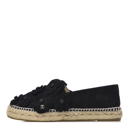Chanel Suede Camellia CC Espadrilles 37 Black 1 of 26