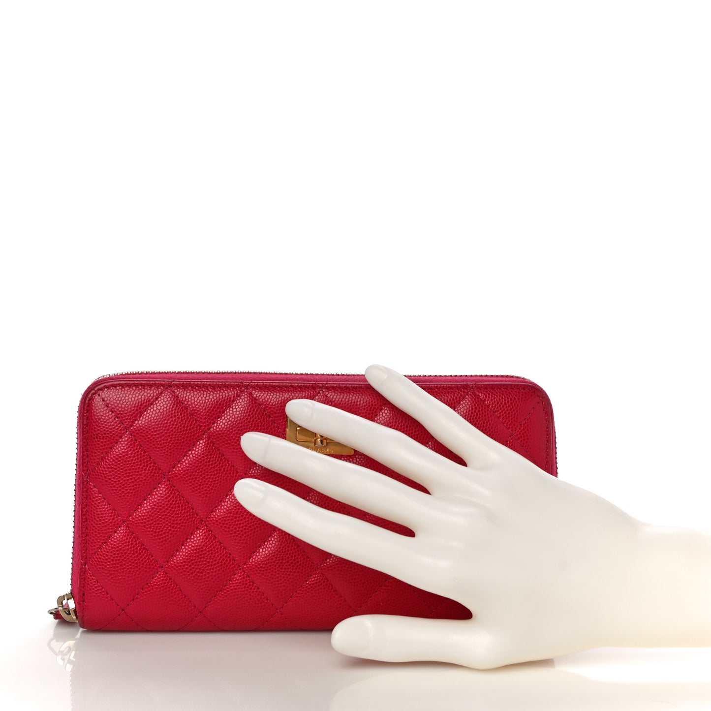 Caviar Quilted Reissue Zip Around Wallet Pink