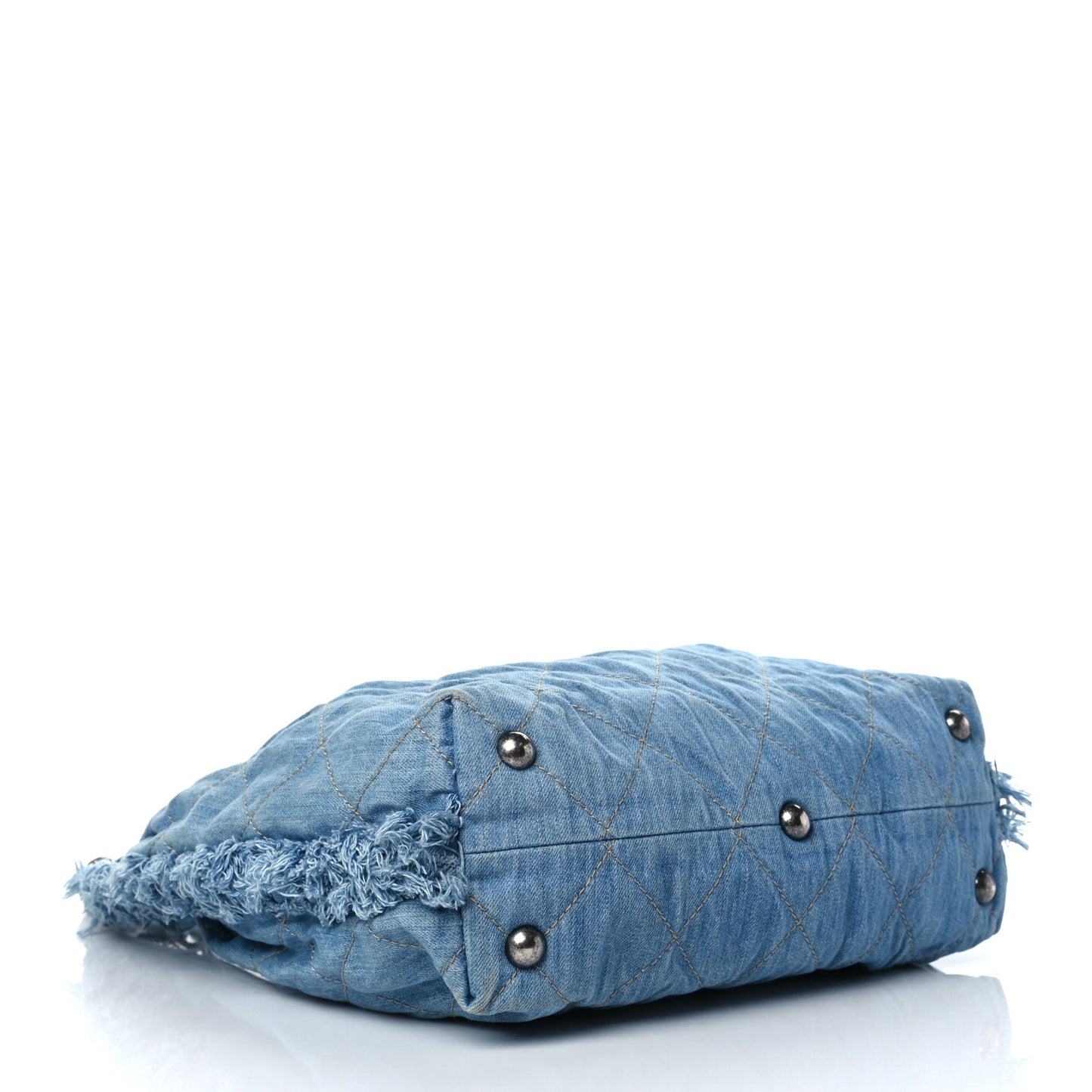 Denim Quilted Chain Hobo Light Blue