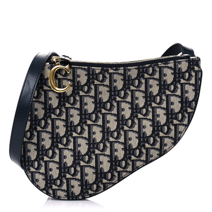 Christian Dior Oblique Saddle Pouch With Strap Navy Blue 1 of 9