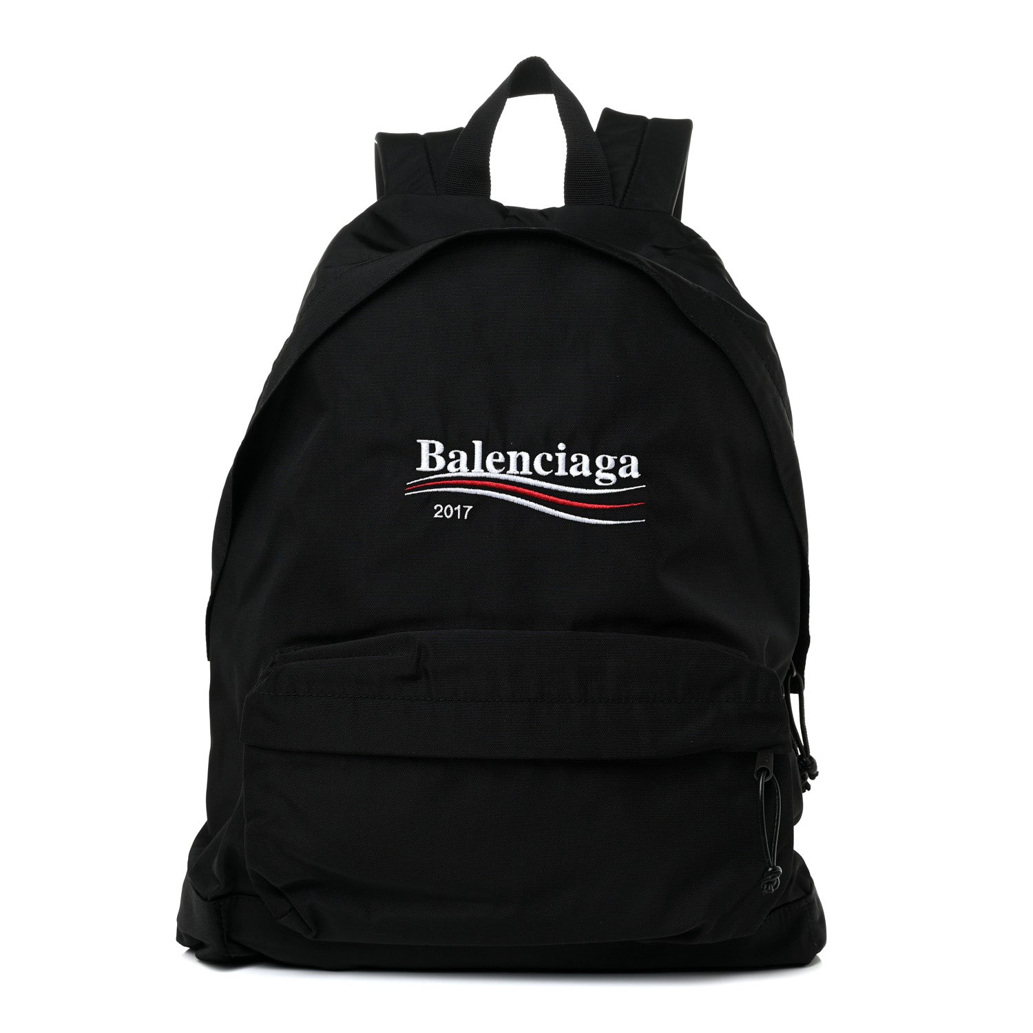 Balenciaga Nylon Political Campaign Logo Embroidered Explorer Backpack Black 1 of 9
