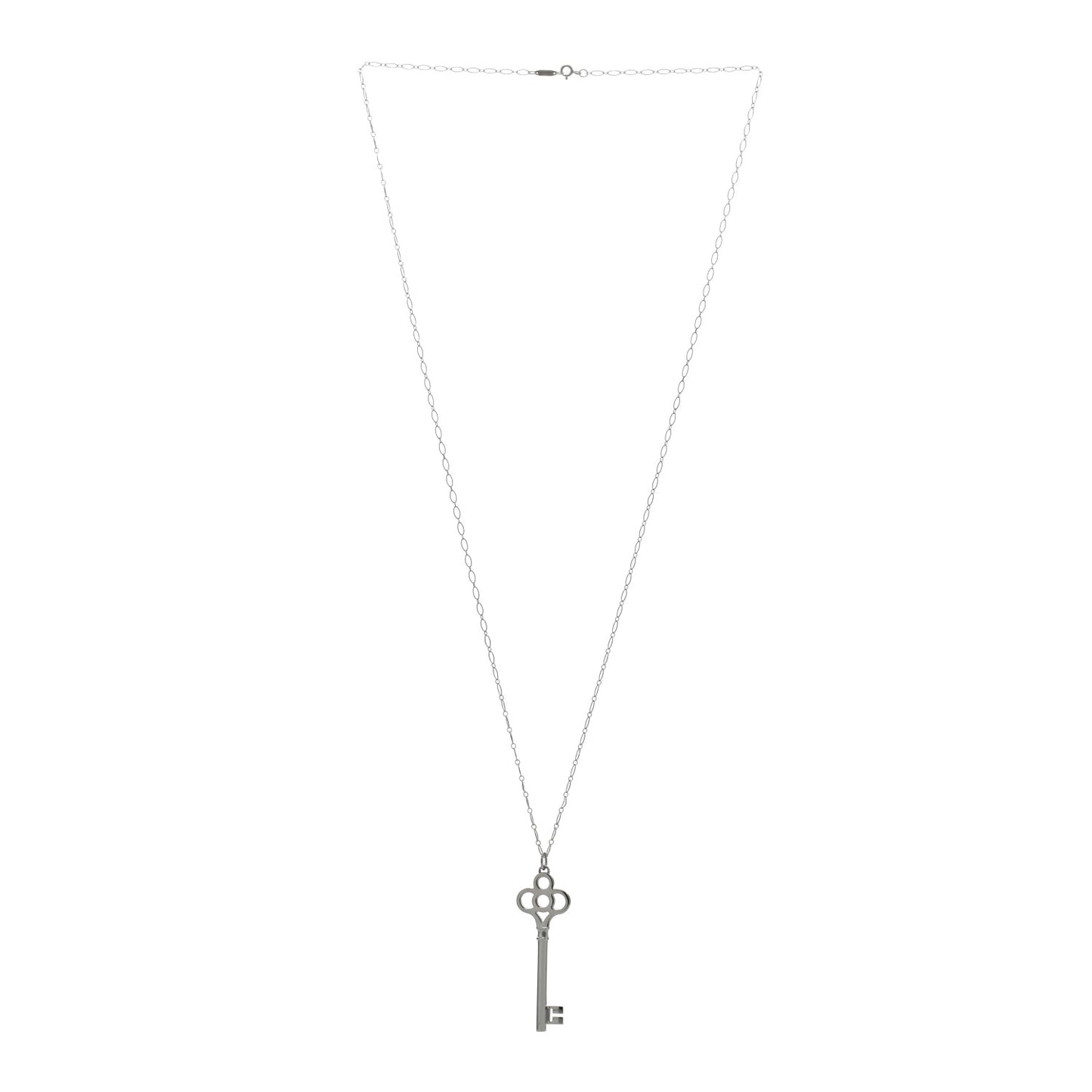 Sterling Silver Large Crown Key Pendant Necklace
