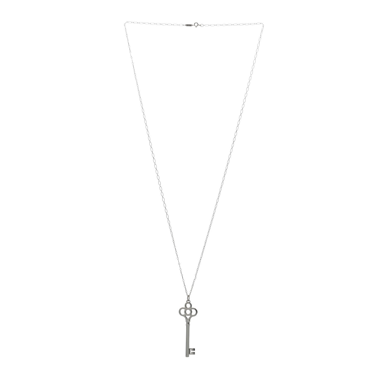 Tiffany Sterling Silver Large Crown Key Pendant Necklace 3 of 4
