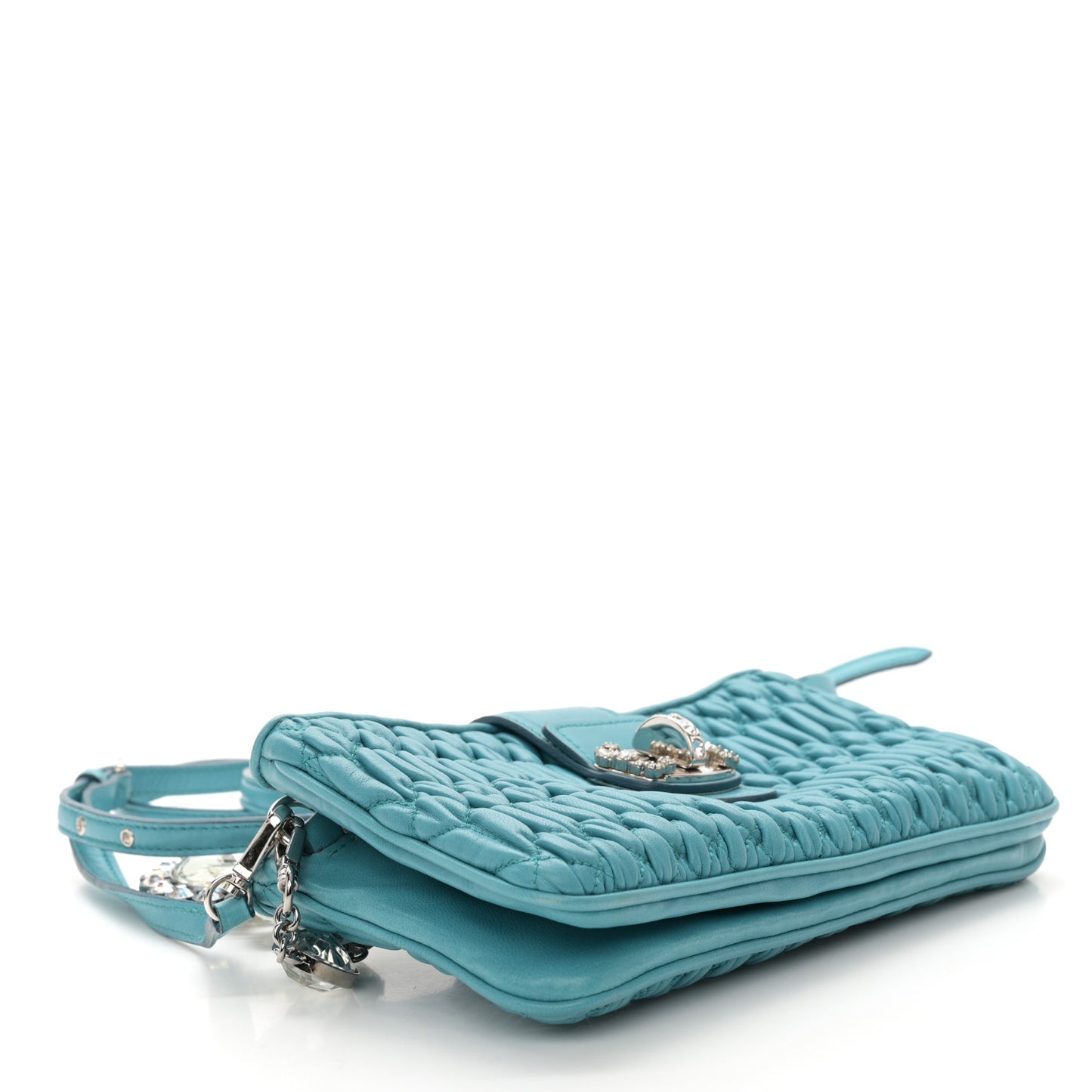 Nappa Matelasse Crystal Crossbody Clutch Fuxia