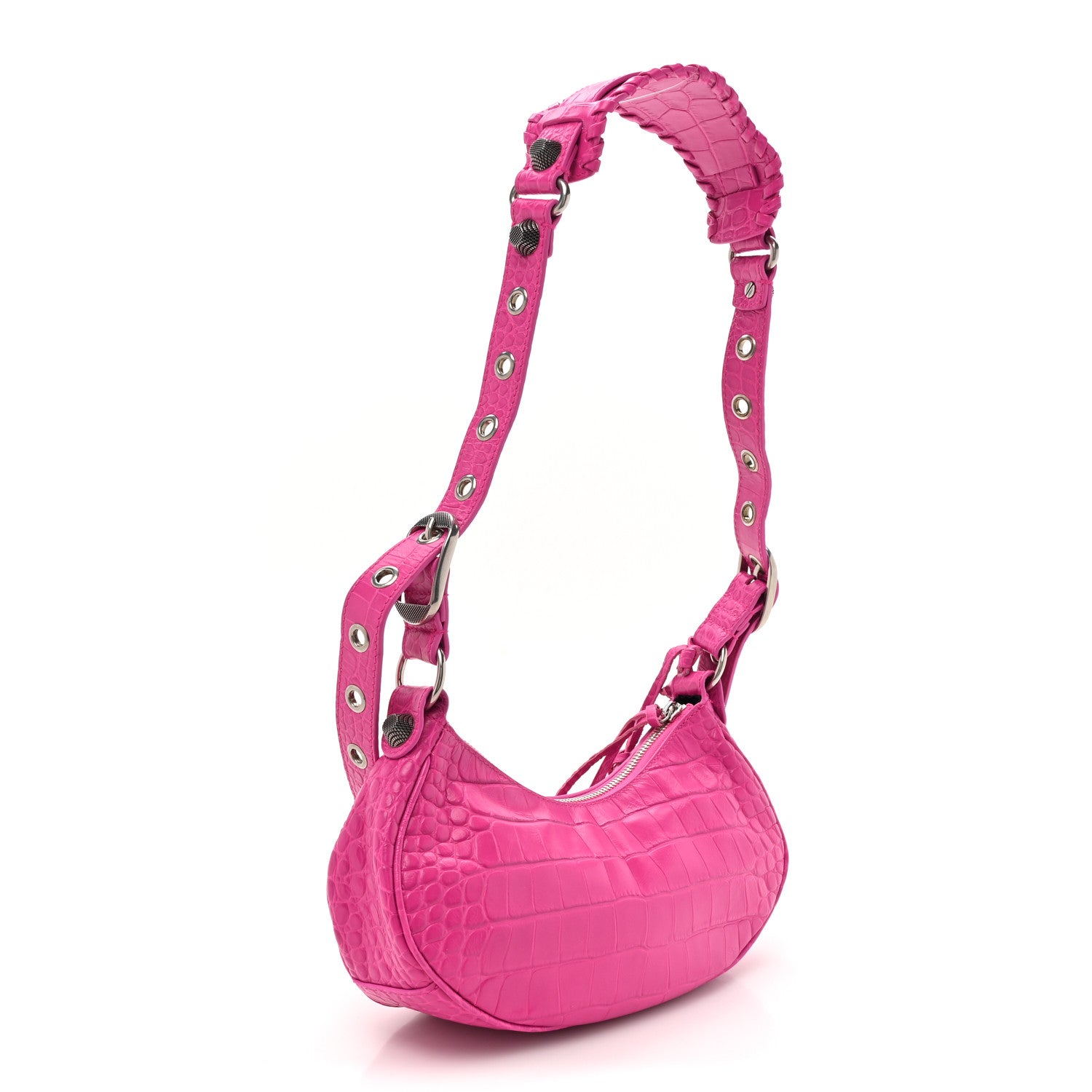 Balenciaga Extra Supple Calfskin Crocodile Embossed XS Le Cagole Shoulder Bag Violet Fuxia 5 of 13