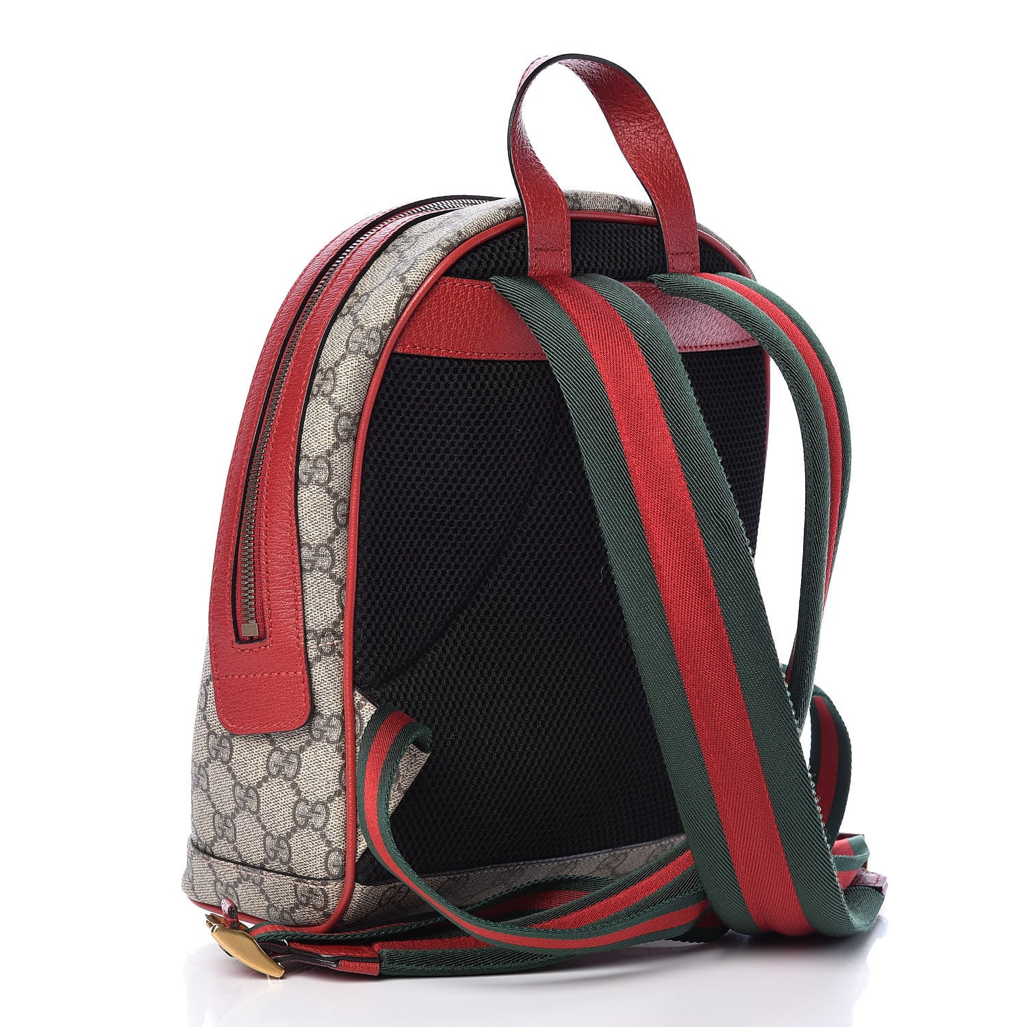 Gucci GG Supreme Monogram Web Bosco Patch Dome Backpack Beige Malva Hibiscus Red 3 of 10