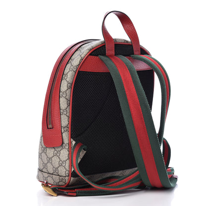Gucci GG Supreme Monogram Web Bosco Patch Dome Backpack Beige Malva Hibiscus Red 3 of 10