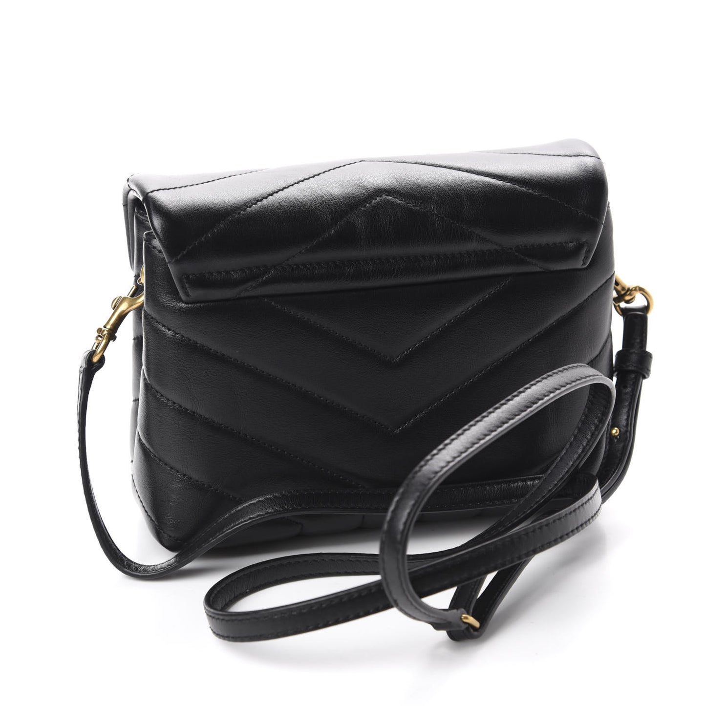 Calfskin Y Quilted Monogram Toy Loulou Crossbody Bag Black