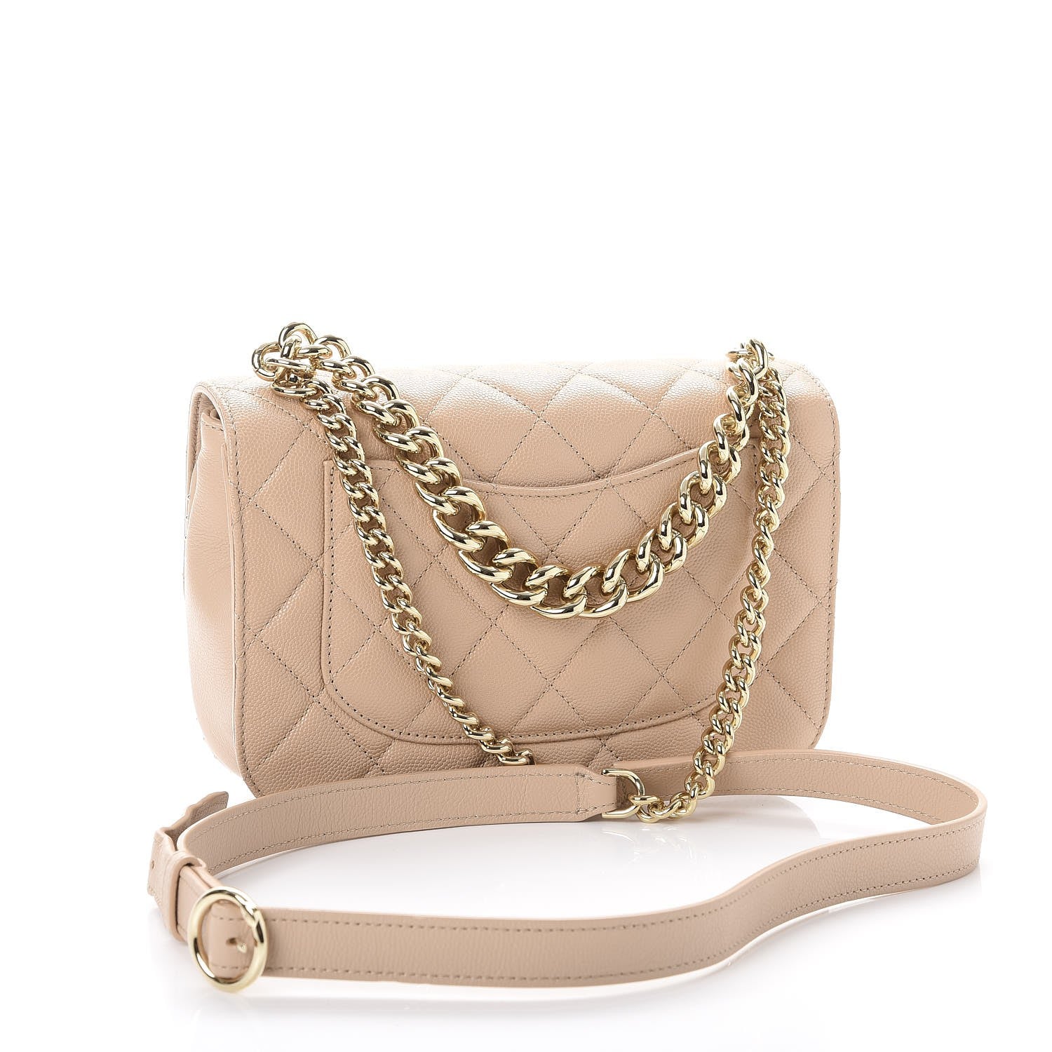 Chanel Caviar Quilted Small Studded Flap Beige 3 of 8