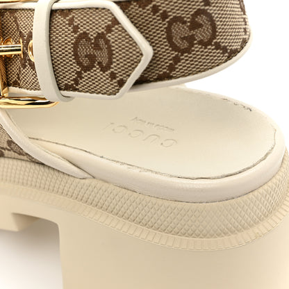 Gucci Monogram Granada Kid Trip 40/72mm Lug Sole Sandals 38 Beige Ebony Mystic White 10 of 11