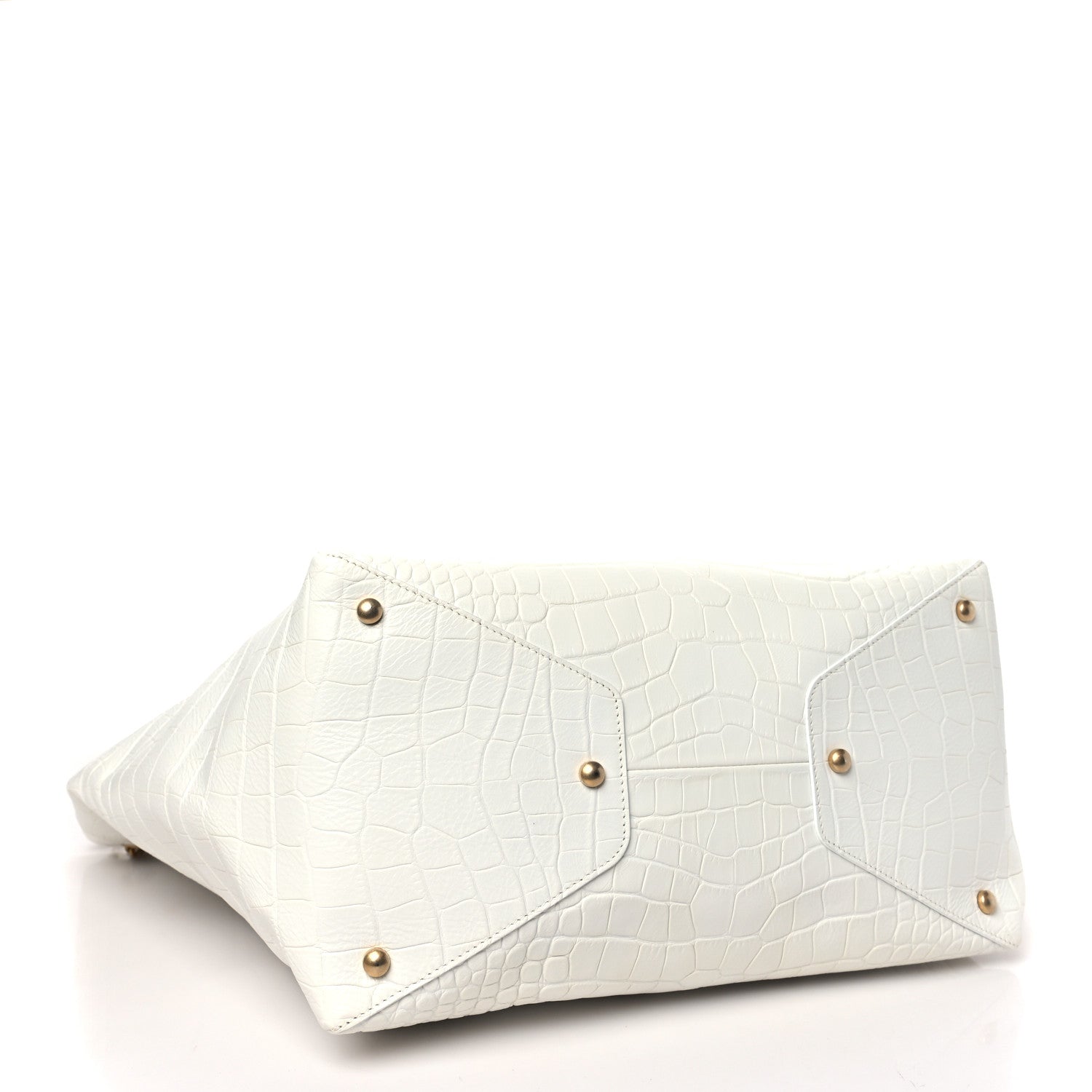 Chanel Calfskin Crocodile Embossed Large Cocodile Shopping Tote White 4 of 9