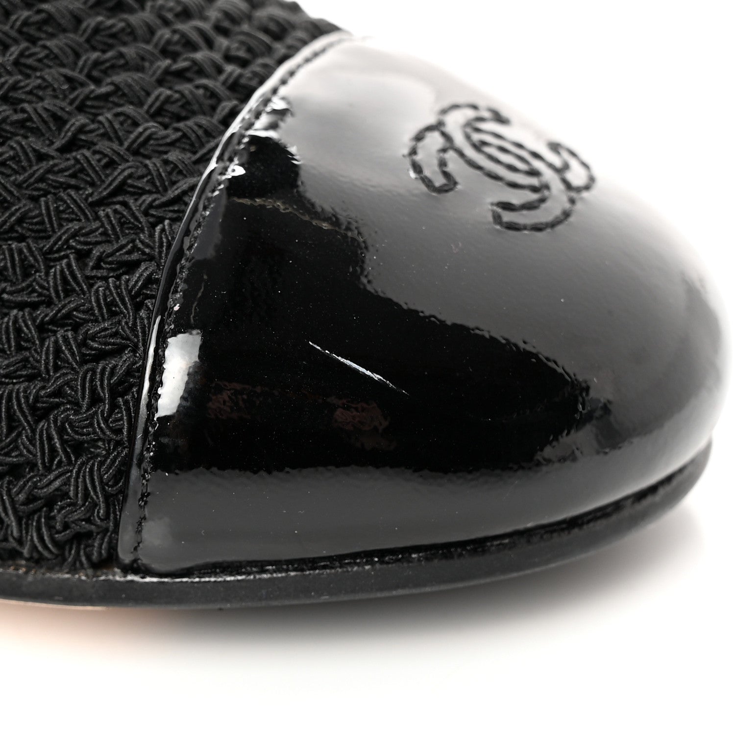 Chanel Crochet Patent Cap Toe Short Ankle Boots 35 Black 11 of 11
