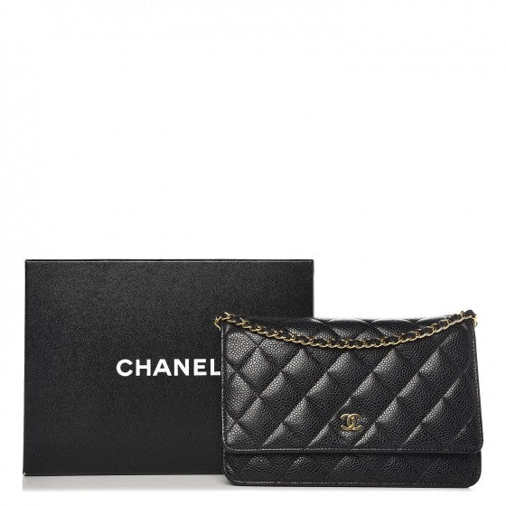 Caviar Quilted Wallet On Chain WOC Black