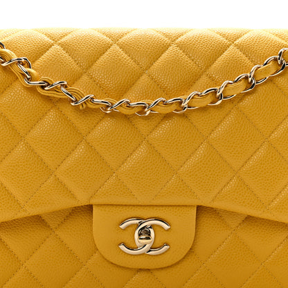 Chanel Caviar Quilted Jumbo Double Flap Yellow 8 of 13