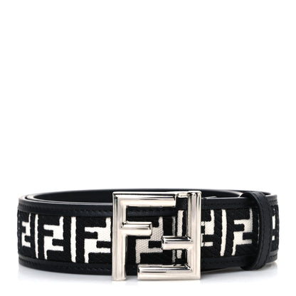 Fendi X MARC JACOBS Canvas Vitello King FF Belt 70 28 Black White 1 of 6