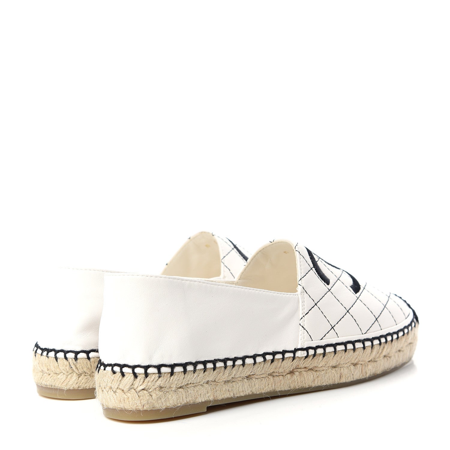 Chanel Lambskin Stitched CC Espadrilles 38 White Black 4 of 11