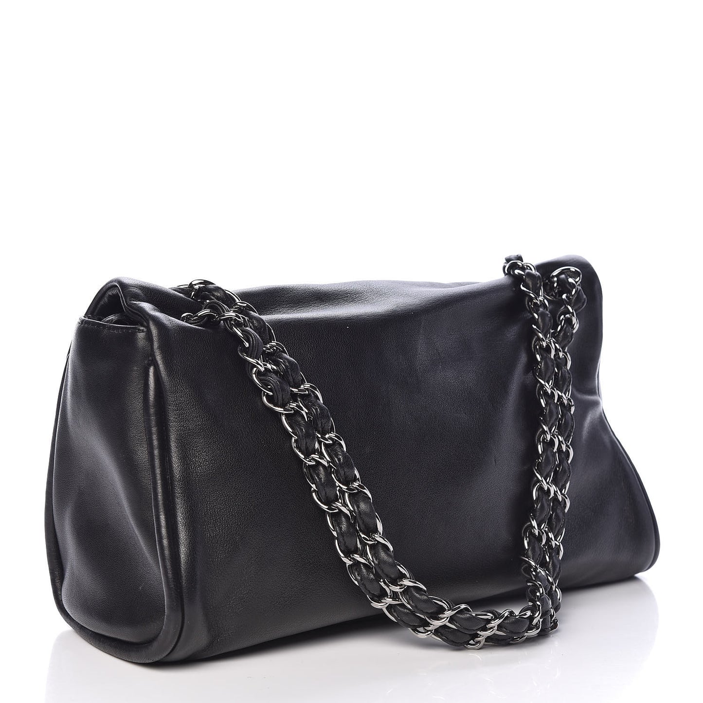 Lambskin Quilted Large Mademoiselle Double Flap Black