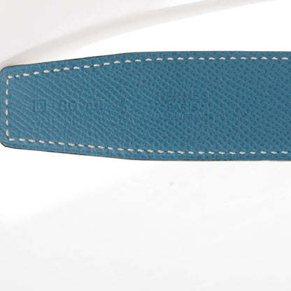 Hermes Swift Epsom 32mm H Belt 80 White Blue Jean 5 of 7