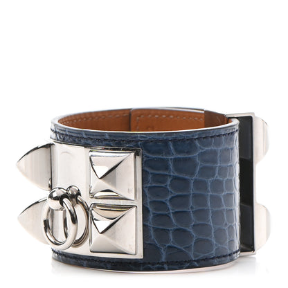Hermes Matte Alligator Collier De Chien CDC Bracelet S Bleu De Malte 1 of 9