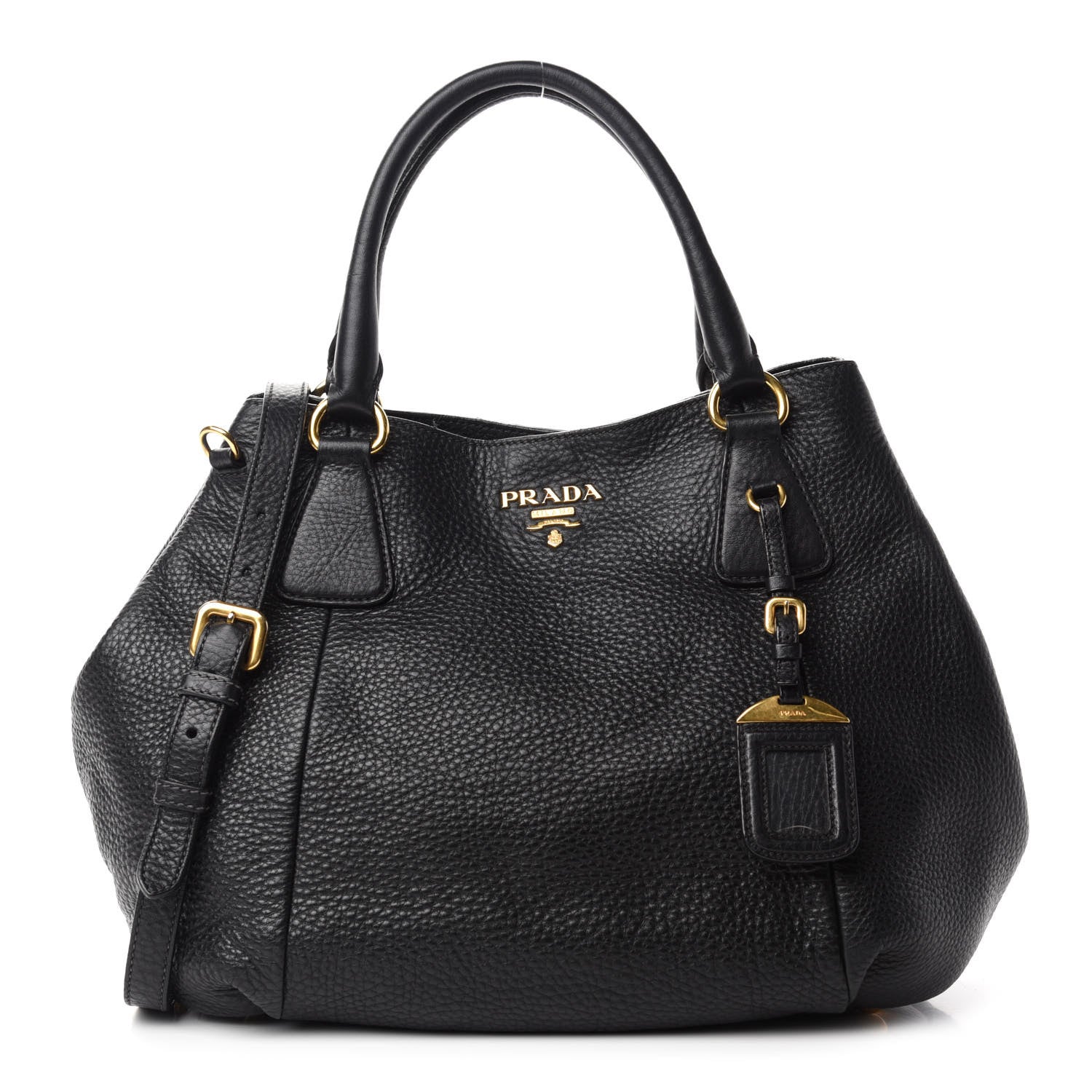 Prada Vitello Daino Shoulder Bag Black 1 of 9