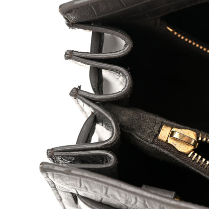 Saint Laurent Calfskin Crocodile Embossed Small Sac De Jour Fog 13 of 23