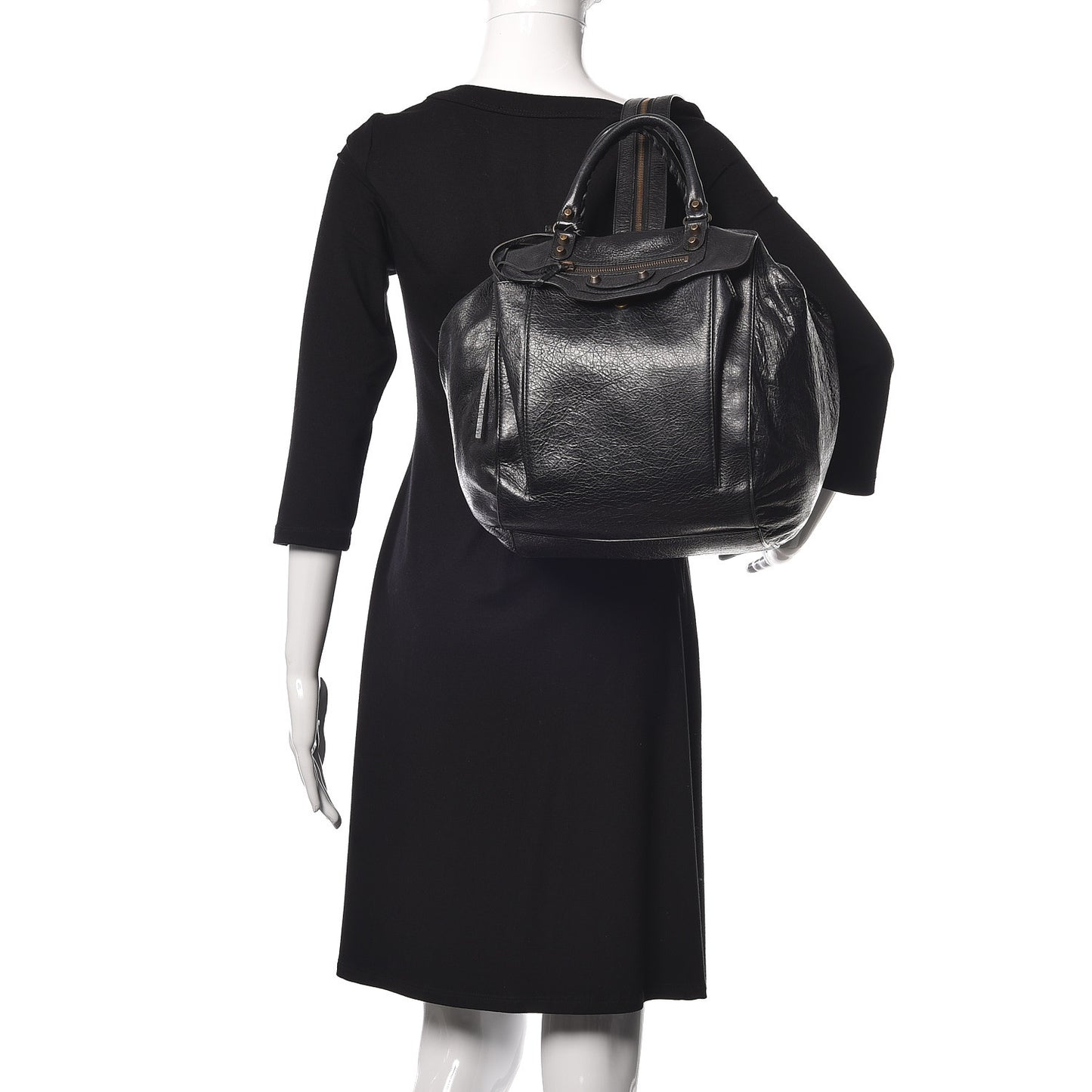 Agneau Classic Hardware Zip Traveler Backpack Black