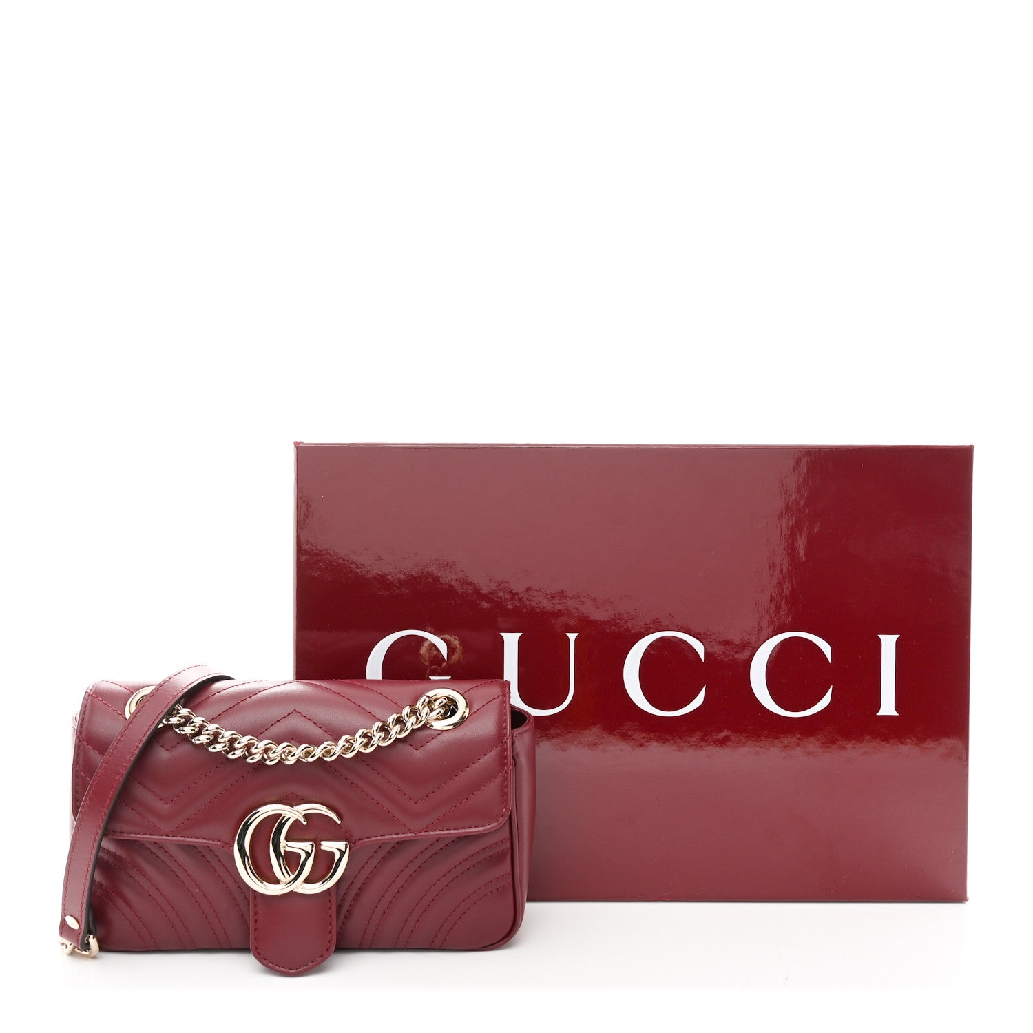 Gucci Calfskin Matelasse Mini GG Marmont Shoulder Bag Rosso Ancora 11 of 11