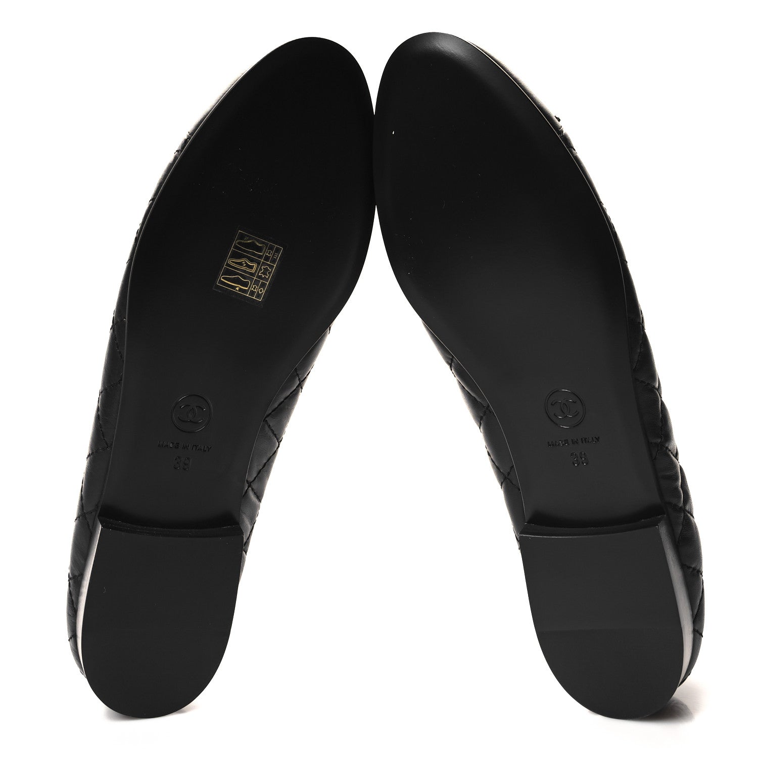 Chanel Aged Calfskin Quilted CC Cap Toe Ballerina Flats 39 Black 5 of 9
