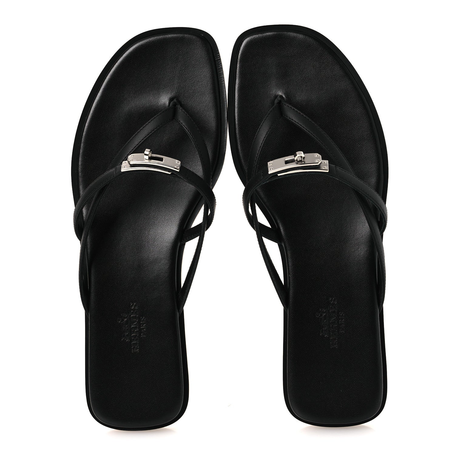 Hermes Calfskin Miss Sandals 37 Black 2 of 11