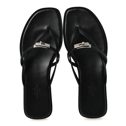 Hermes Calfskin Miss Sandals 37 Black 2 of 11