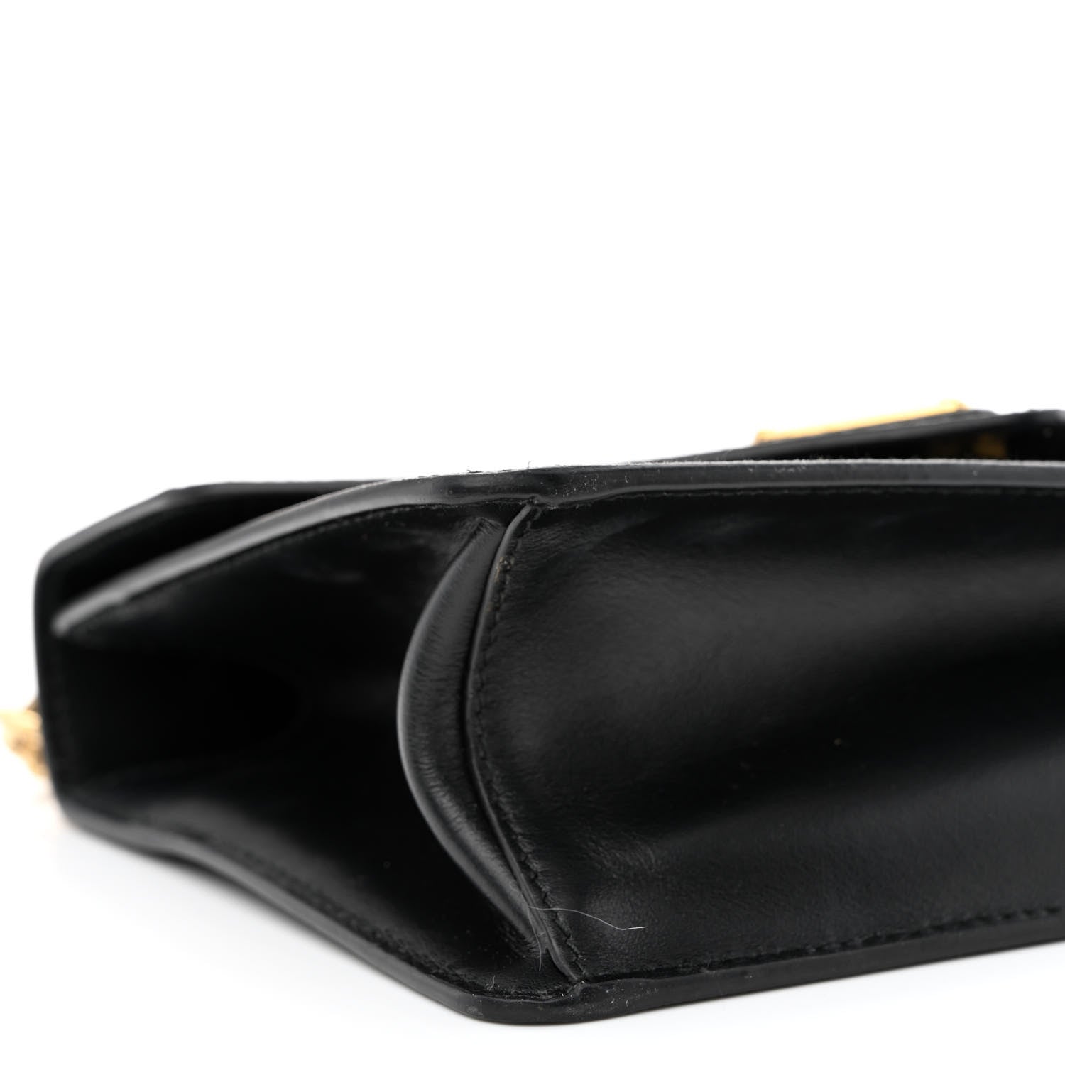 Prada Saffiano Soft Calfskin Metal Triangle Logo Envelope Chain Shoulder Bag Black 10 of 11