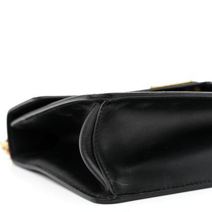 Prada Saffiano Soft Calfskin Metal Triangle Logo Envelope Chain Shoulder Bag Black 10 of 11