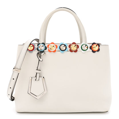 Fendi Calfskin PVC Flower Studs Petite 2Jours Tote White Ice Multicolor 1 of 13