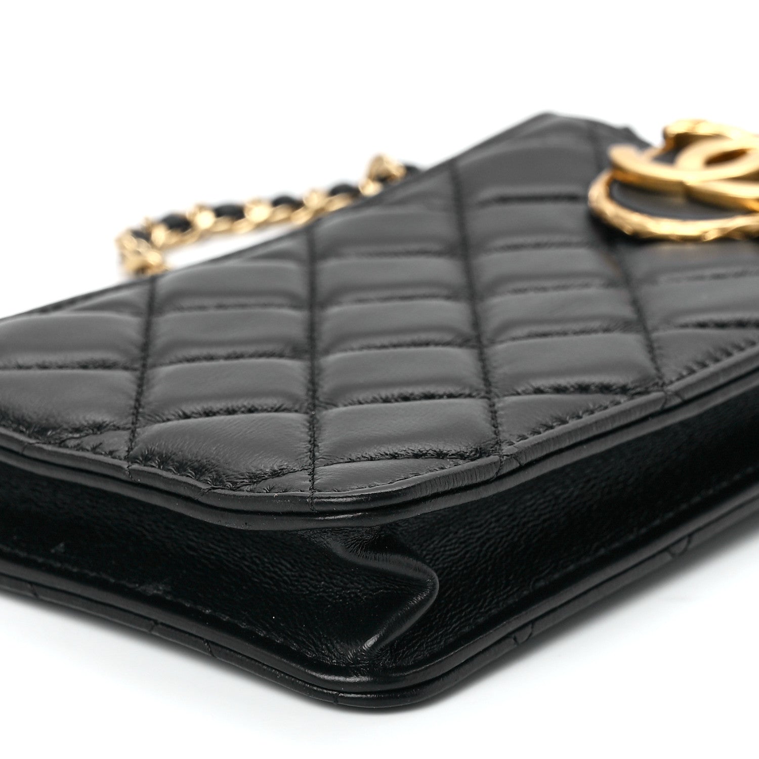 Chanel Lambskin Quilted Phone Holder With Chain Black 12 of 12