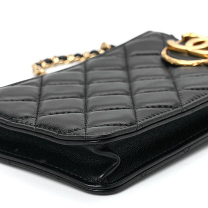 Chanel Lambskin Quilted Phone Holder With Chain Black 12 of 12