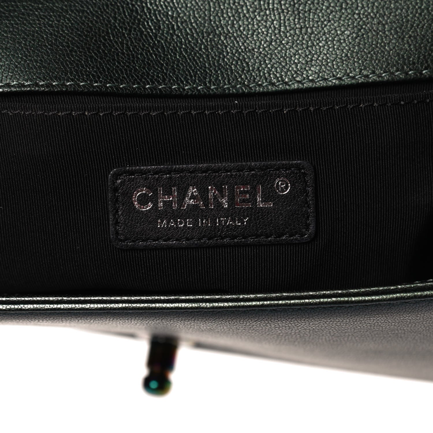 Chanel Iridescent Goatskin Quilted Medium Boy Flap Green 5 of 9