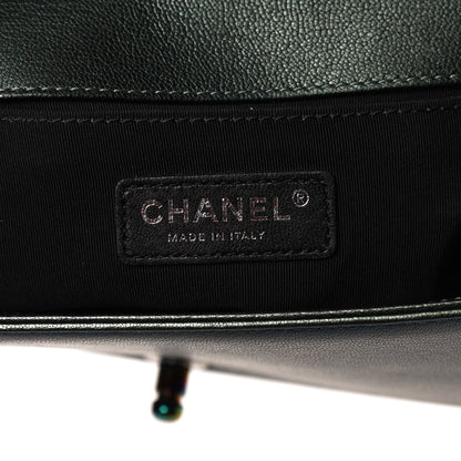 Chanel Iridescent Goatskin Quilted Medium Boy Flap Green 5 of 9
