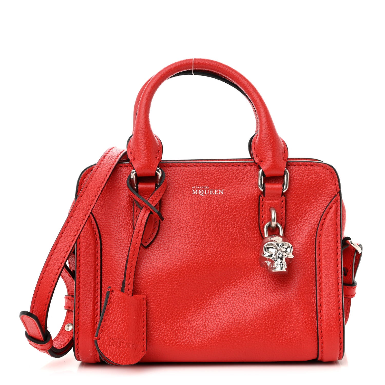 Alexander McQueen Pebbled Calfskin Mini Padlock Tote Red 1 of 11